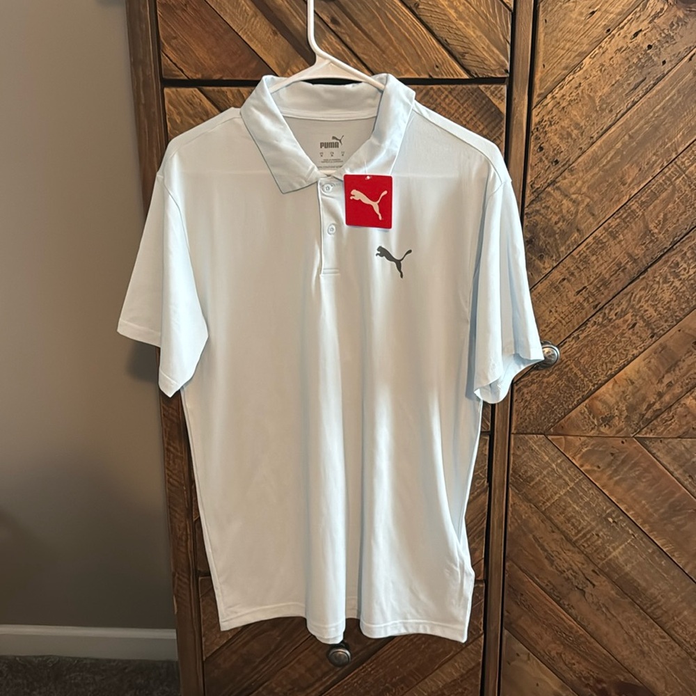 Pale blue, puma polo shirt